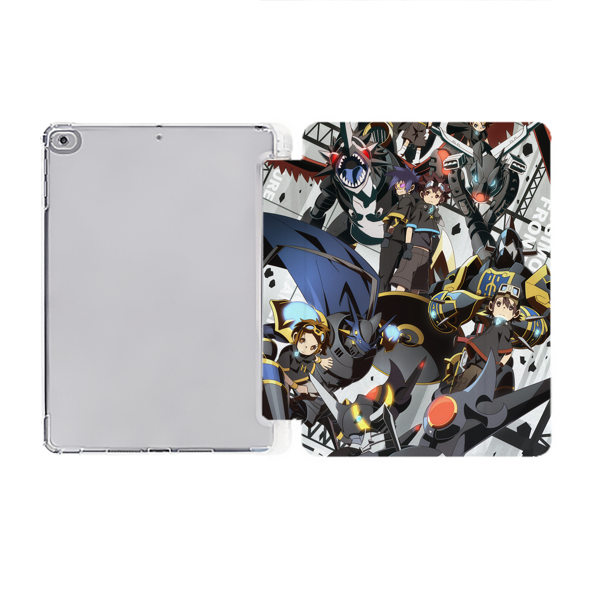 （画像用） Digimon デジタルモンスター/デジモン IPad ケース ペン収納付き 三つ折りスタンド PUレザー×シリコン 対応機種9.5/10.5/10.9インチ